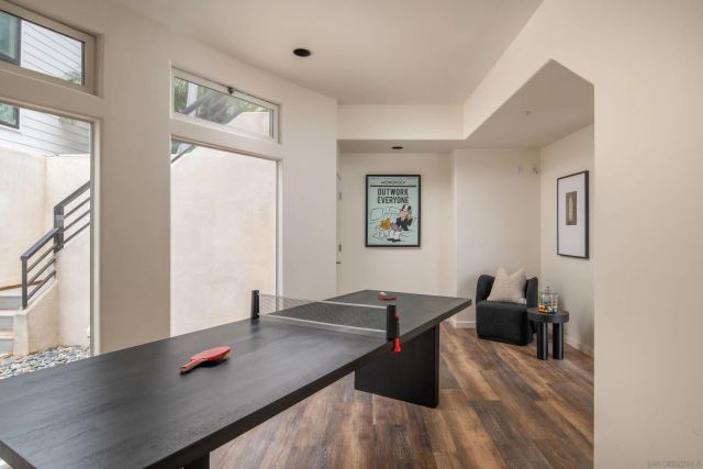 a view of a terrace with city view