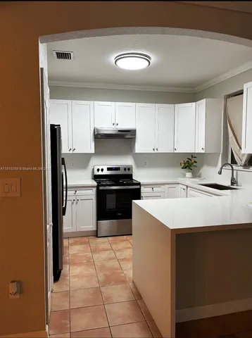 a kitchen with a sink appliances and cabinets