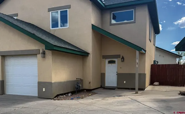 a outdoor space view with a garage