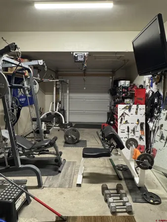 a view of a room with gym equipment
