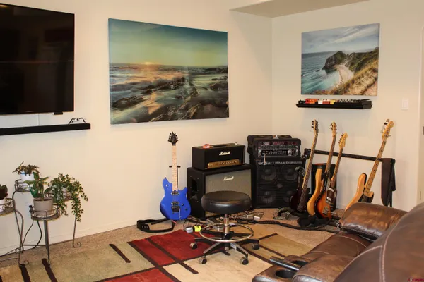 a view of workspace with gym equipment