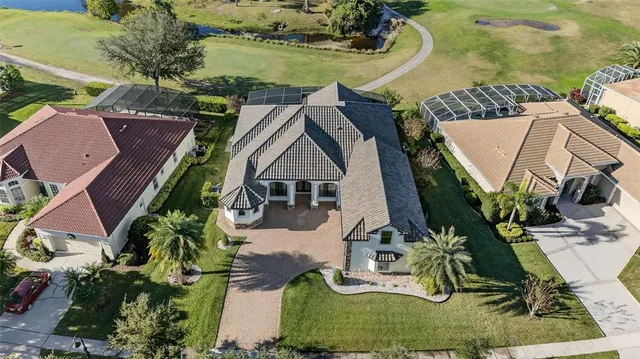 an aerial view of a house