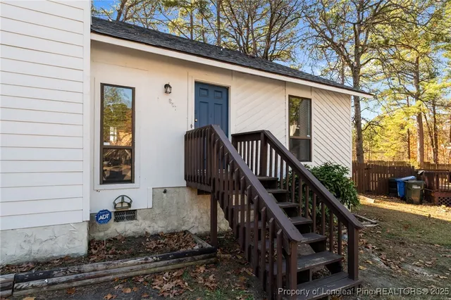 a porch with seating space