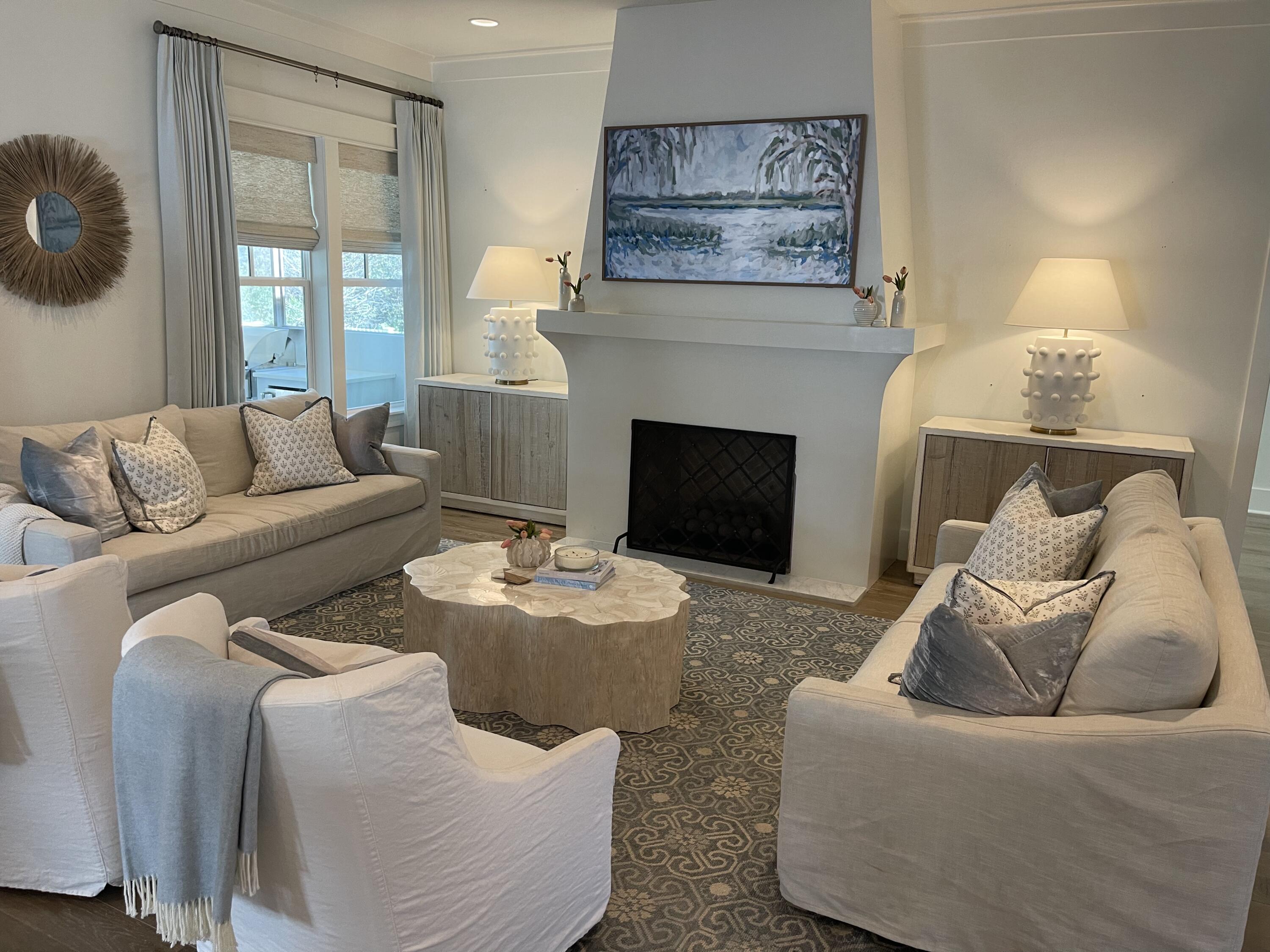 165 Splash Drive Inlet Beach, FL 32461 - Photo 3 of 8 a living room with furniture and a fireplace