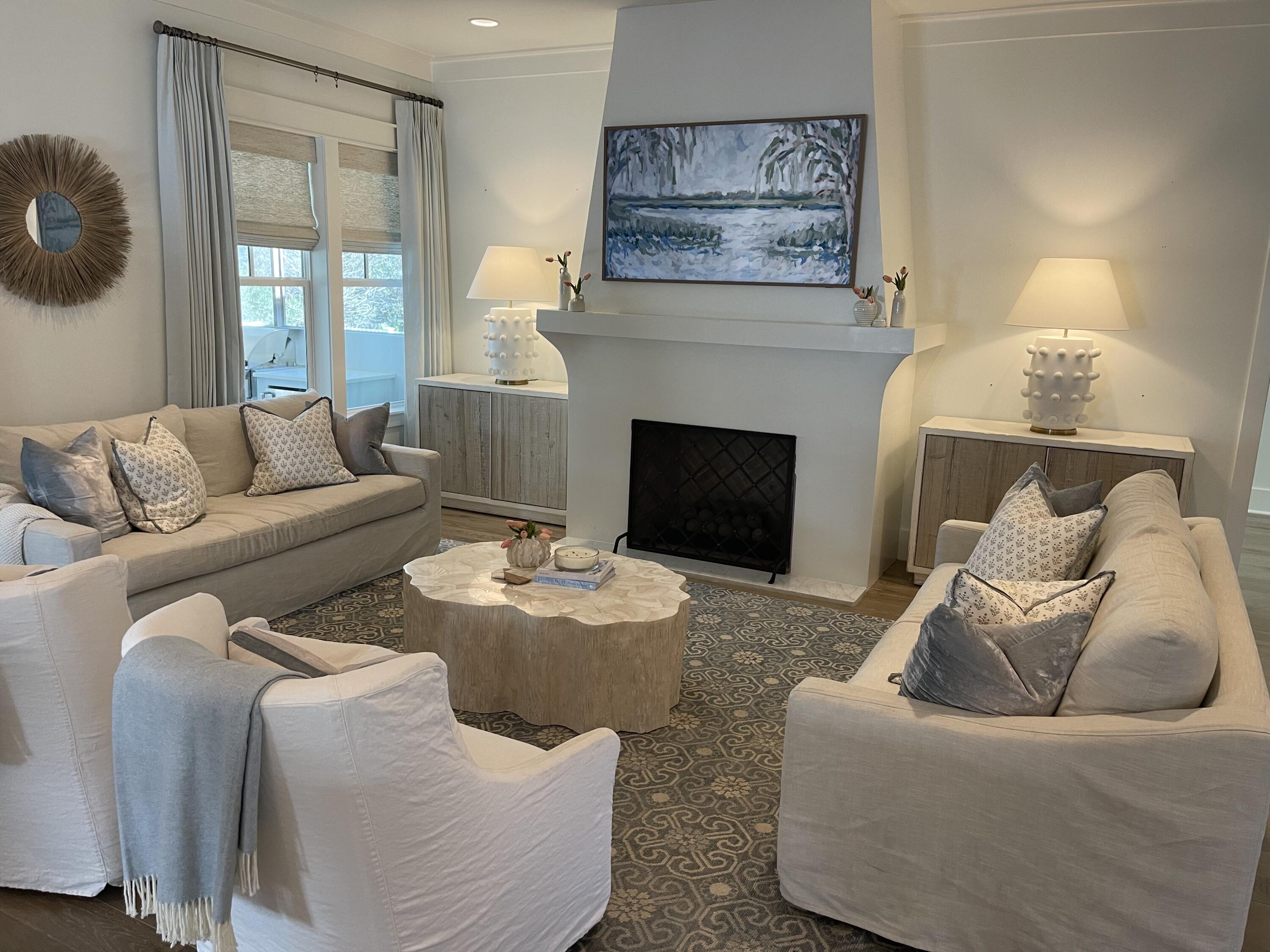 165 Splash Drive Inlet Beach, FL 32461 - Photo 7 of 8 a living room with furniture and a fireplace