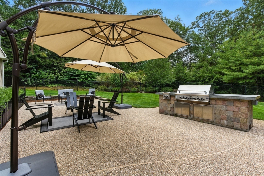 28 Janes Road Boxford, MA 01921 - Photo 34 of 41 a view of table and chairs under an umbrella