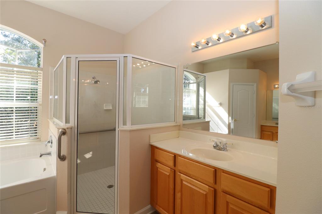 605 Cheviot Court Apopka, FL 32712 - Photo 20 of 32 a bathroom with a shower sink vanity and mirror