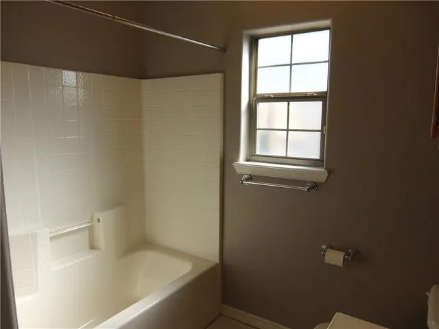 a bathroom with a bathtub