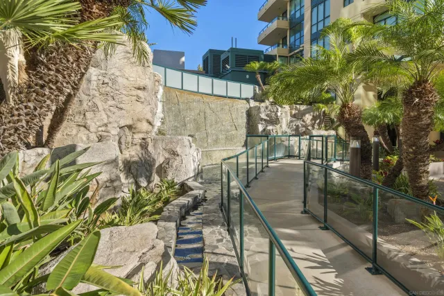 a city view with tall buildings