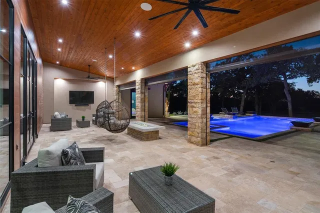 a view of a hall with yard