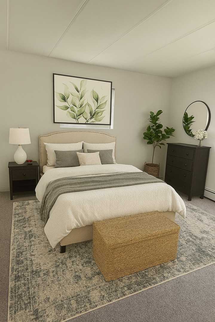 138 East Bailey Road, Unit B Naperville, IL 60565 - Photo 10 of 20 a bedroom with a bed and a painting on the wall