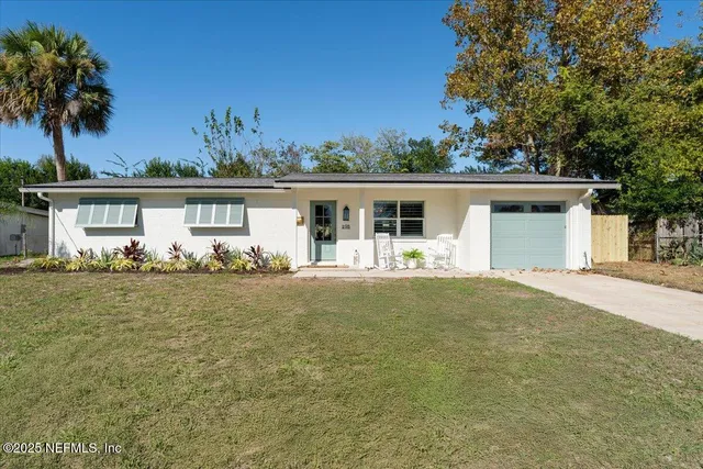 an aerial view of residential building and lake
