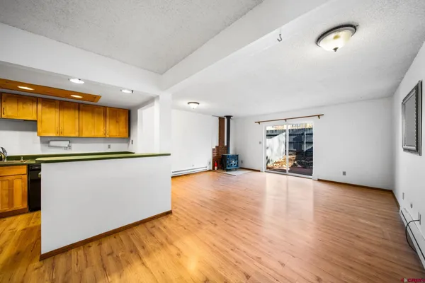 an empty room with windows