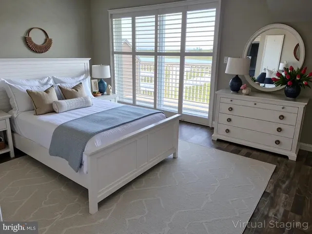 a view of a room with a large window