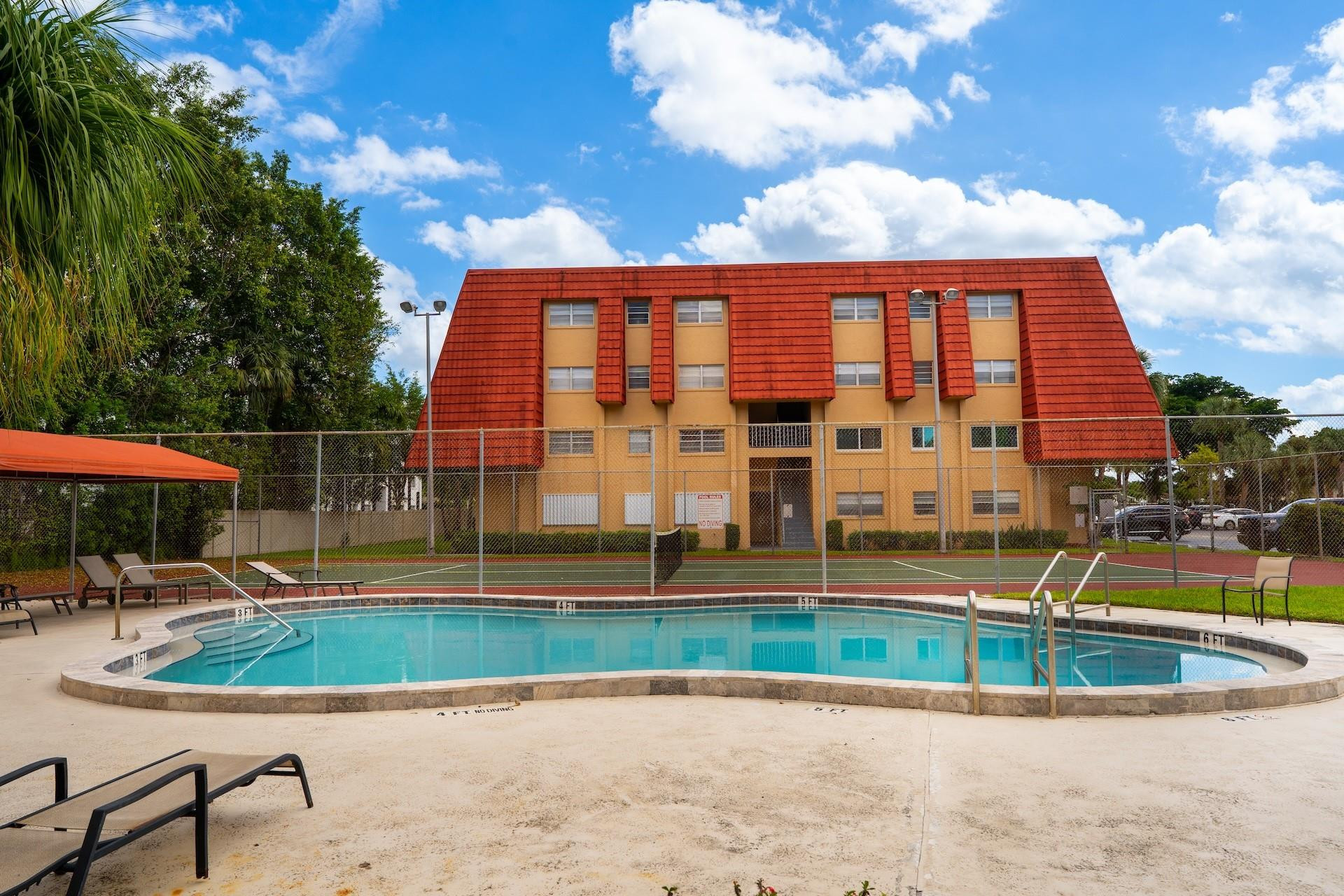 22605 Southwest 66th Avenue, Unit 102 Boca Raton, FL 33428 - Photo 16 of 27 Community Pool and tennis courts.