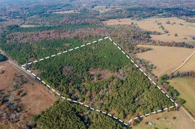 a view of a lake with a garden