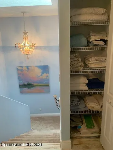 a hallway with a fireplace