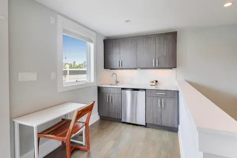 a view of a terrace with sky view