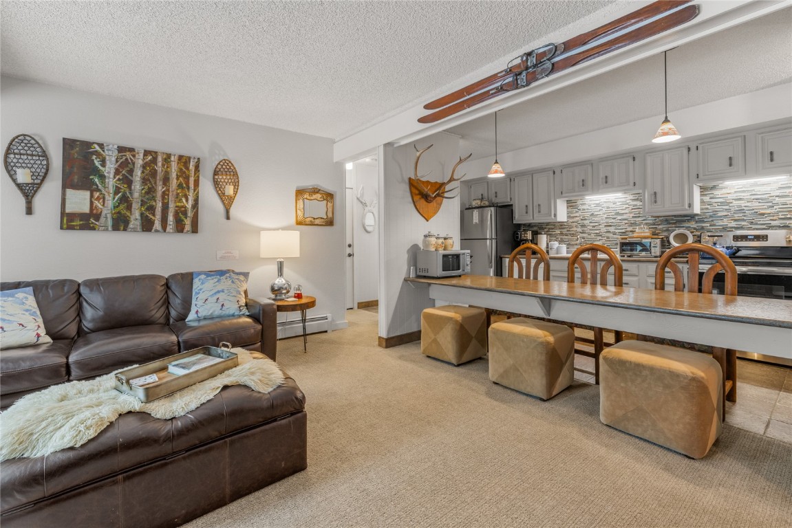 1179 Ski Hill Road, Unit 147 Breckenridge, CO 80424 - Photo 3 of 43 a living room with furniture and kitchen view