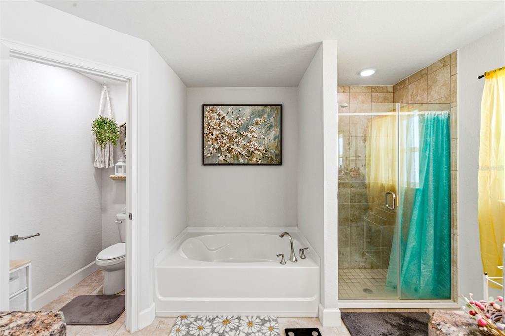 12181 Topaz Street Spring Hill, FL 34608 - Photo 38 of 71 a bathroom with a tub a toilet and a shower