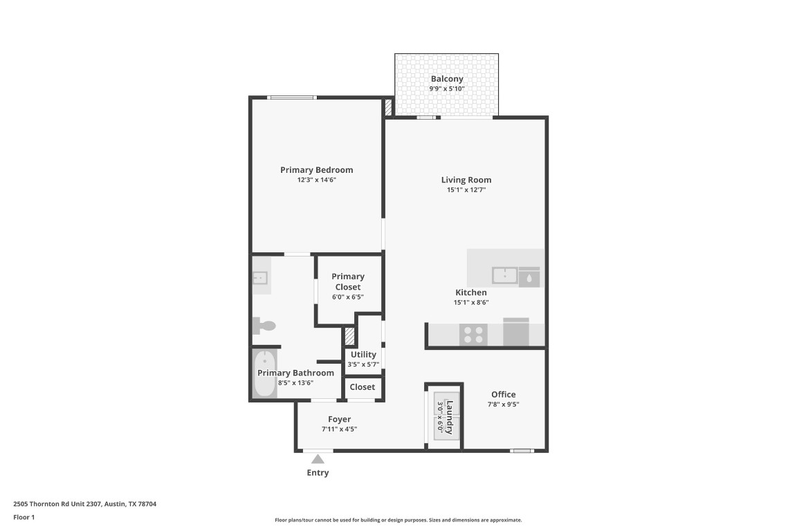 2505 Thornton Road, Unit 2307 Austin, TX 78704 - Photo 14 of 36 a picture of a floor plan