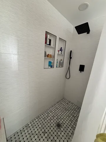 a bathroom with a shower