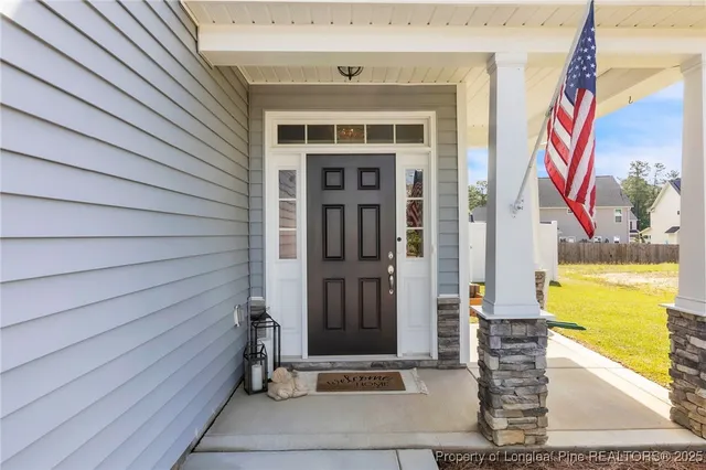 a front view of a house with a door