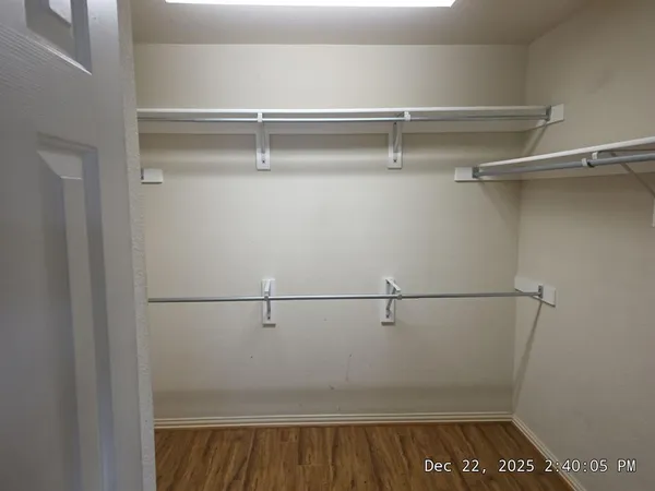 a view of small space with racks on the wall