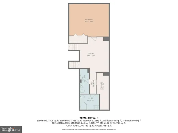 aerial view of a house with roof deck