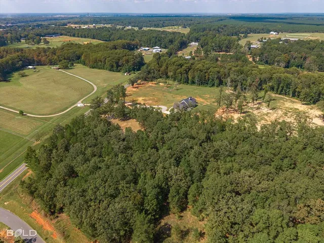 an aerial view of a house with a lake view