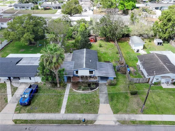 an aerial view of a house