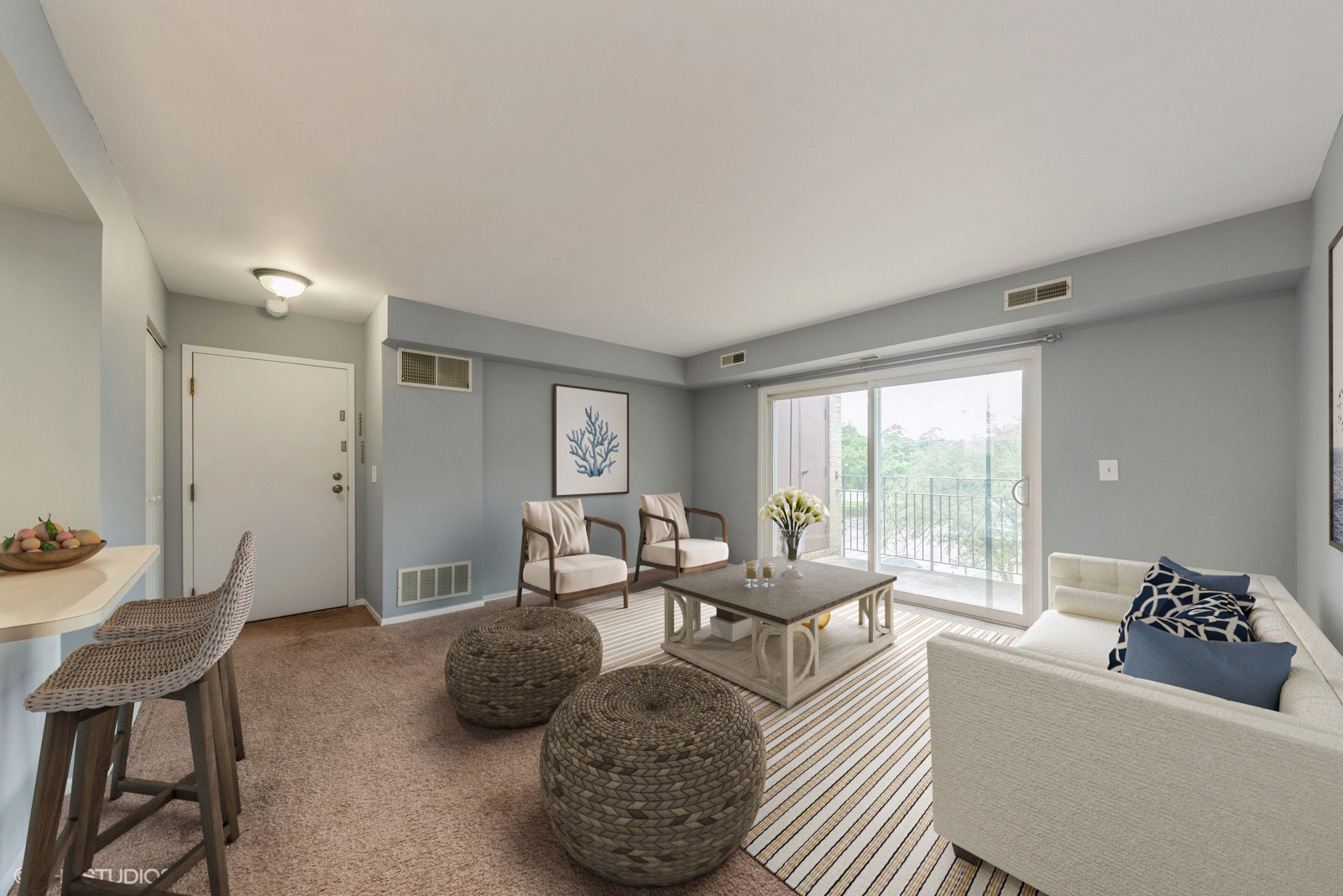 806 North River Road, Unit 3A Mount Prospect, IL 60056 - Photo 2 of 11 a living room with furniture and a large window