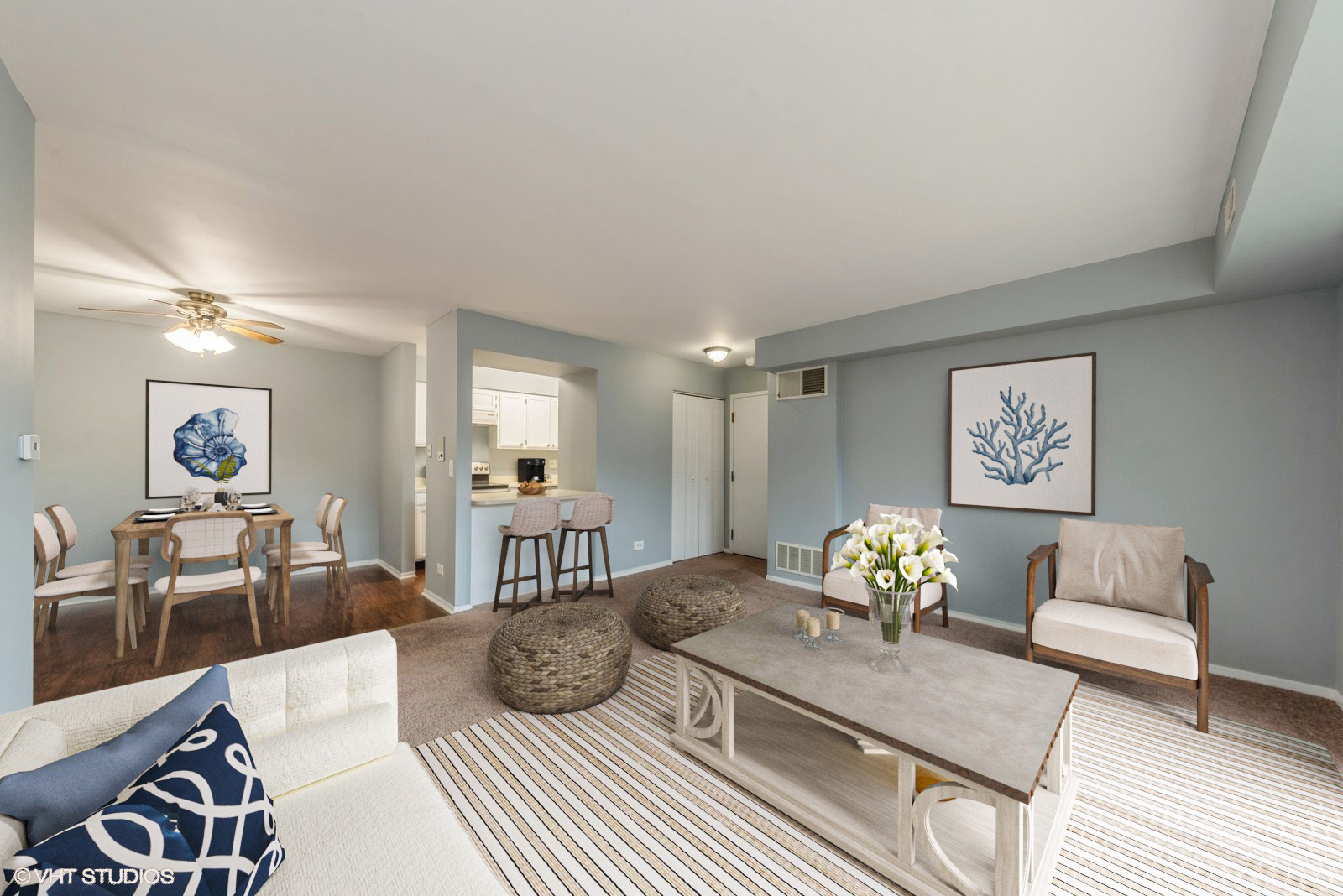 806 North River Road, Unit 3A Mount Prospect, IL 60056 - Photo 4 of 11 a living room with furniture and a wooden floor