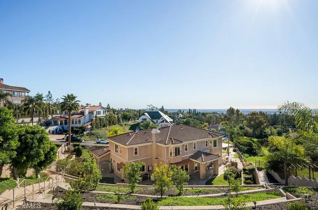 a view of a town with big houses
