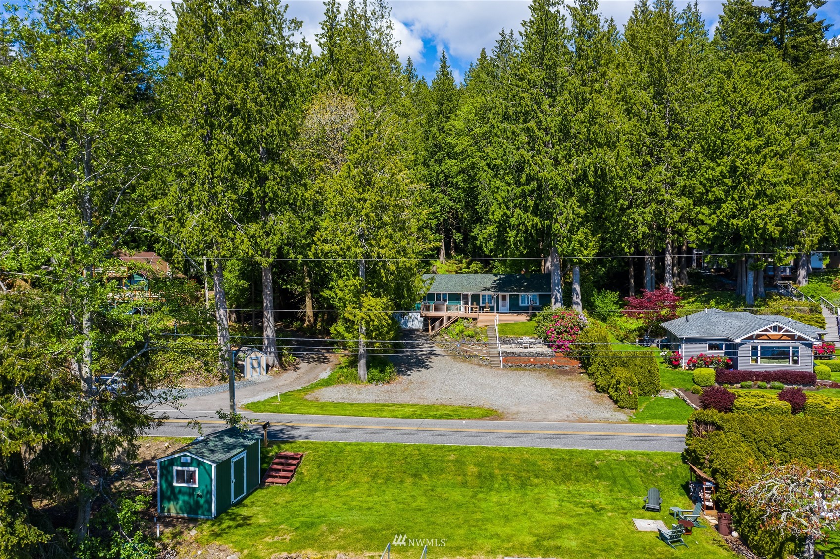 2964 North Shore Road Bellingham, WA 98226 - Photo 36 of 40 an aerial view of a house with swimming pool garden and patio