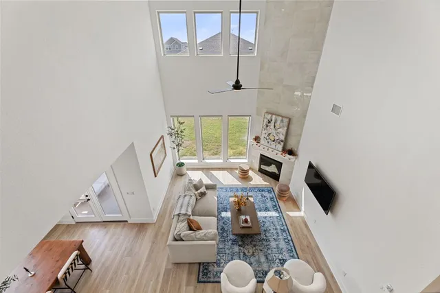 a living room with furniture