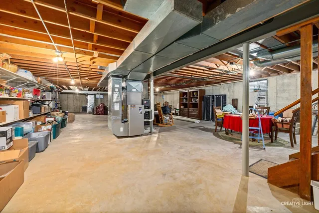 a view of a garage with furniture