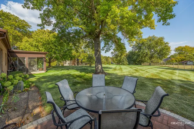 a view of outdoor space with green field and trees