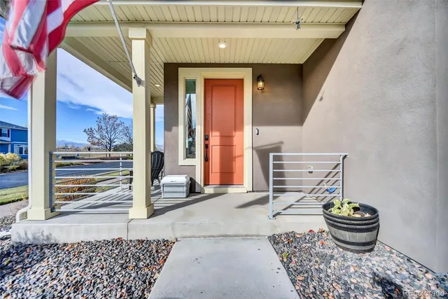 a living room with a couch and a potted plant