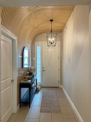 a view of a livingroom with a chandelier