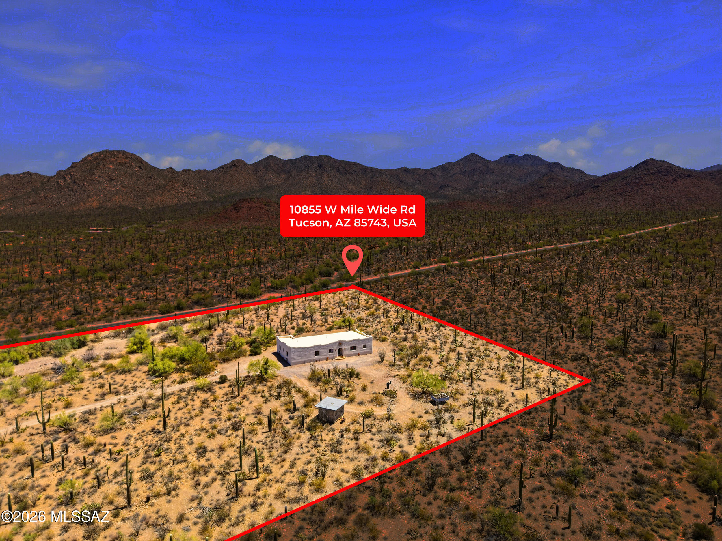 10855 West Mile Wide Road Tucson, AZ 85743 - Photo 44 of 47 Aerial View with Property Line