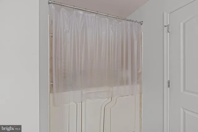 a close view of a shower curtain