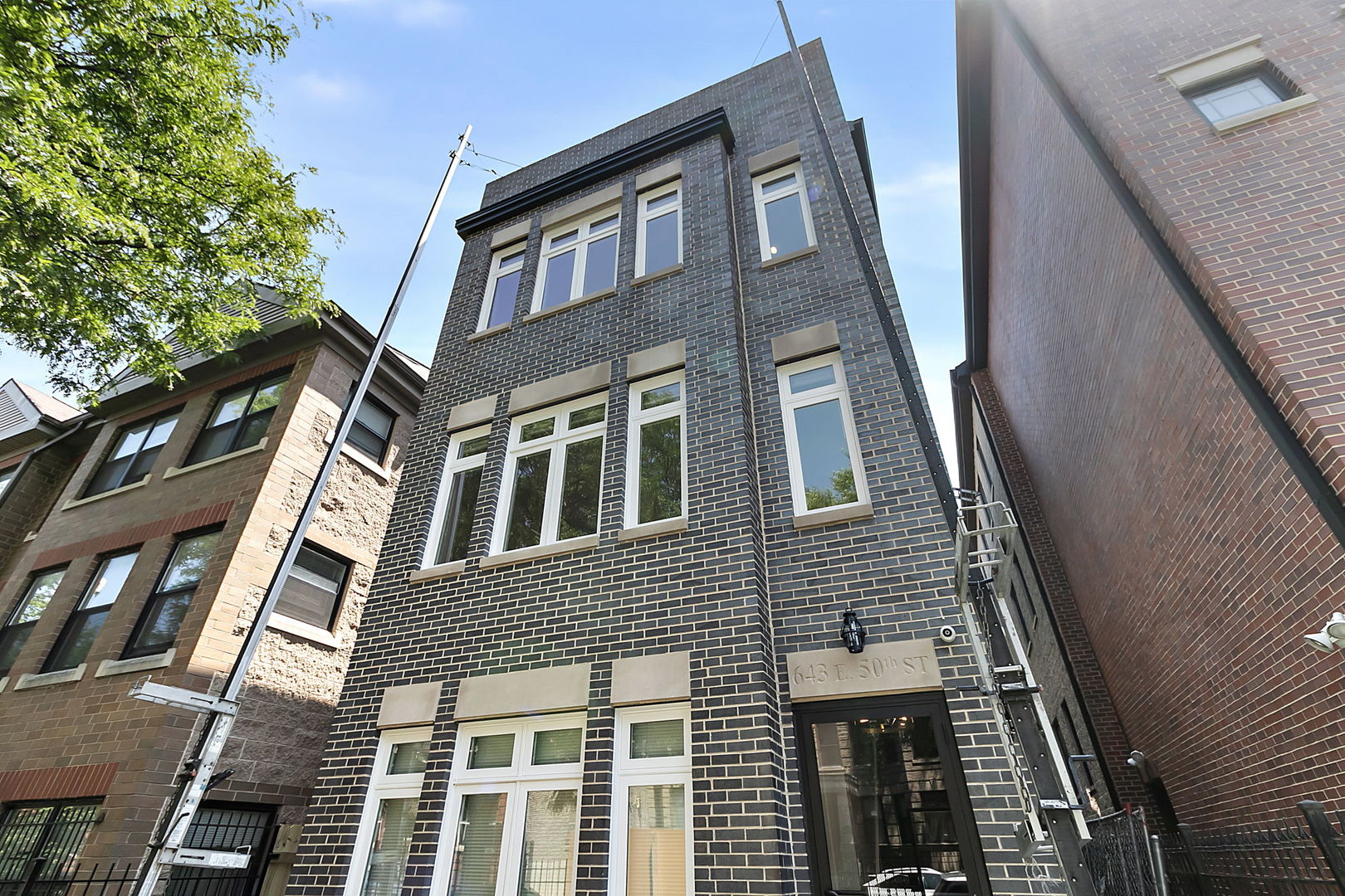 a front view of a building