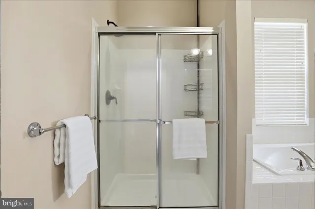 a bathroom with a shower and a sink