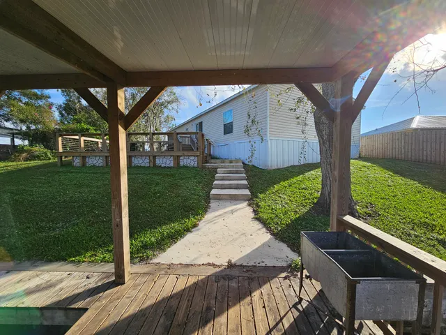 a view of deck with seating space