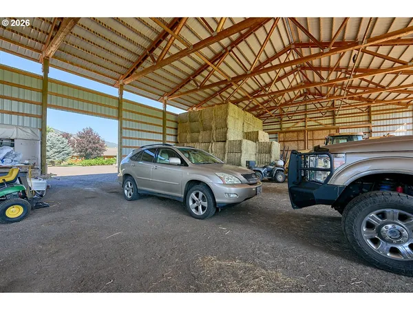 a view of a car in garage