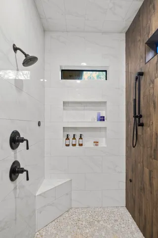 a bathroom with a shower