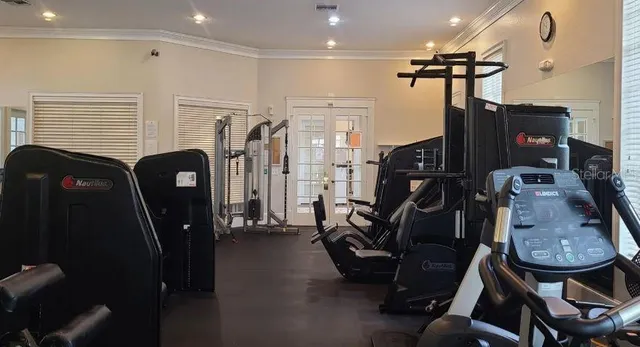 a view of a room with gym equipment
