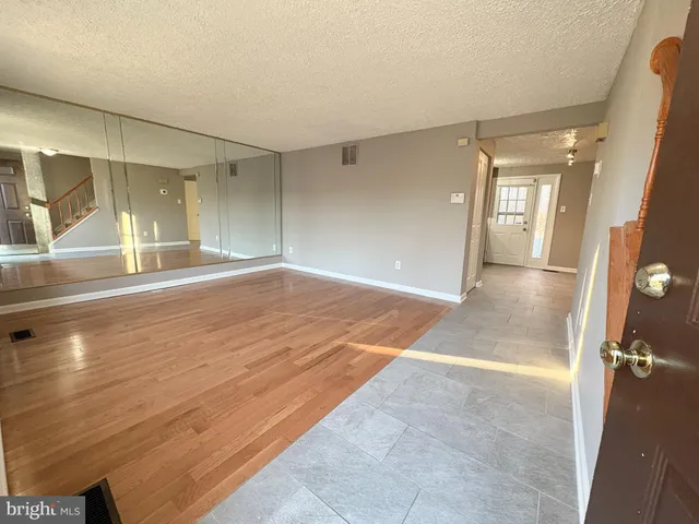 a view of a room with many windows