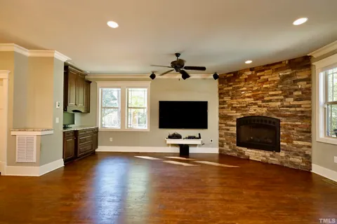 a view of a livingroom with a chandelier